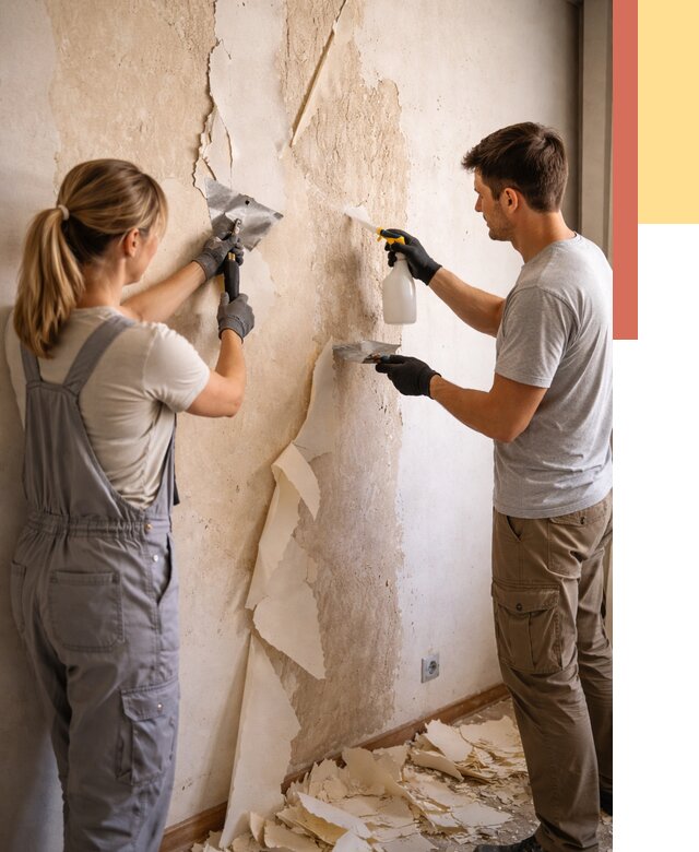 Снятие старых обоев в Рославле от 5395 руб. под ключ недорого | ОТДЕЛОЧНИК-Рлв