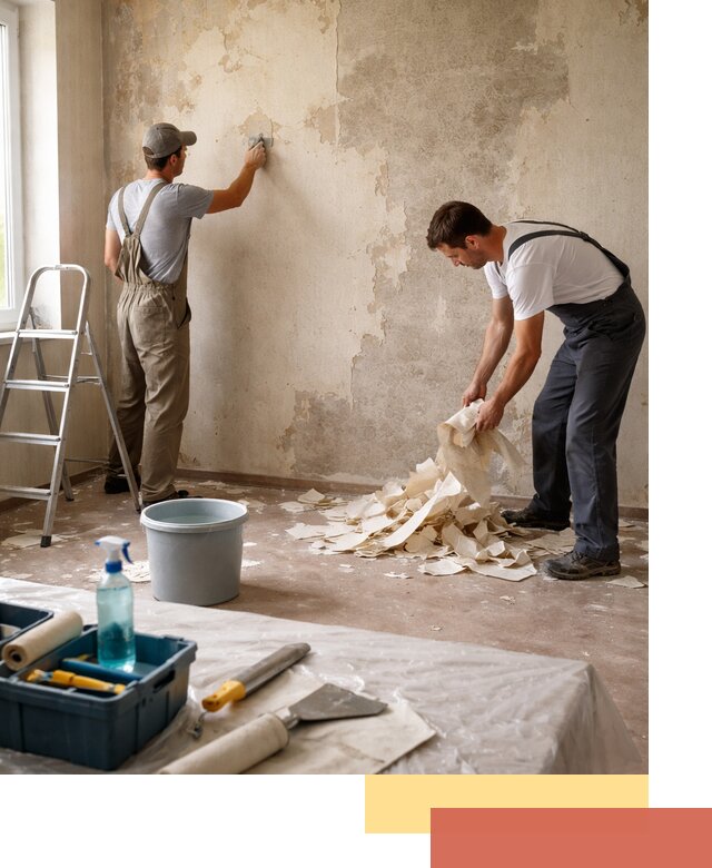 Снятие старых обоев в Рославле быстро и качественно