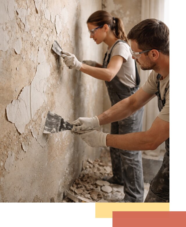 Снятие старой шпаклевки и подготовка поверхностей в Рославле