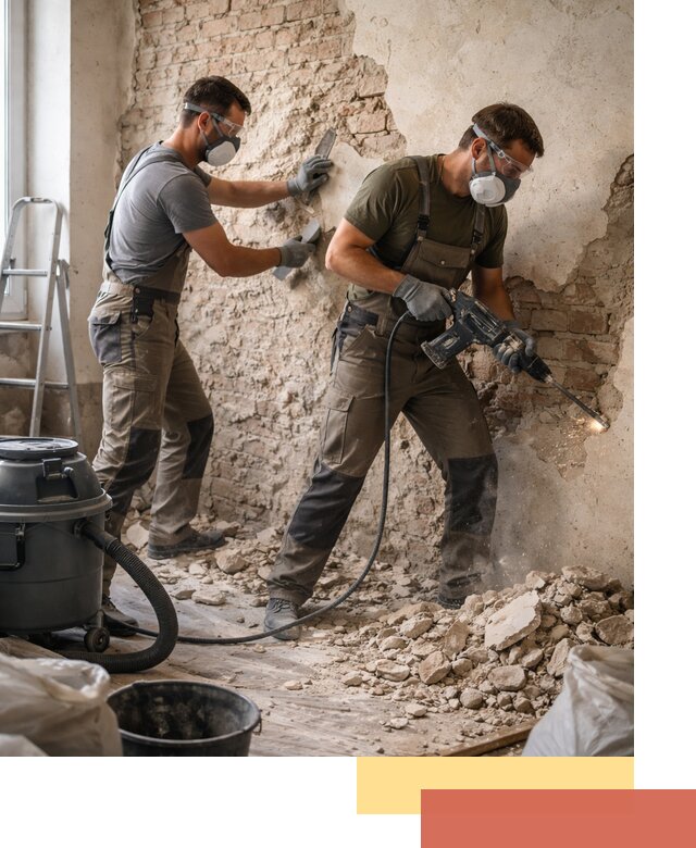 Демонтаж штукатурки со стен в Рославле быстро и аккуратно