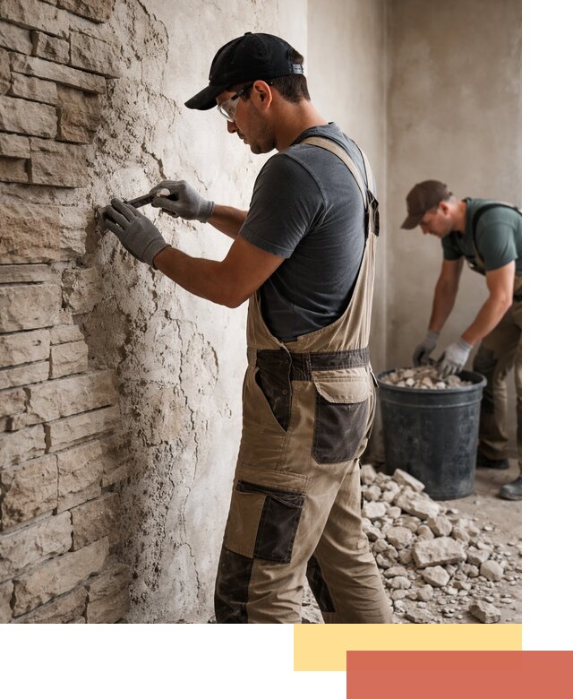 Демонтаж декоративного камня в Рославле профессионально и безопасно