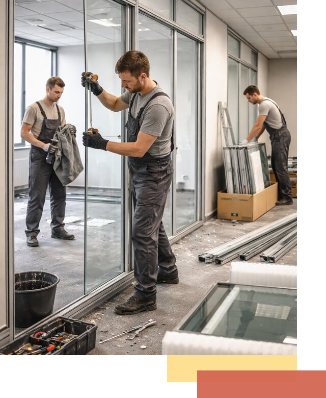 Демонтаж стеклянных перегородок в Рославле быстро и безопасно