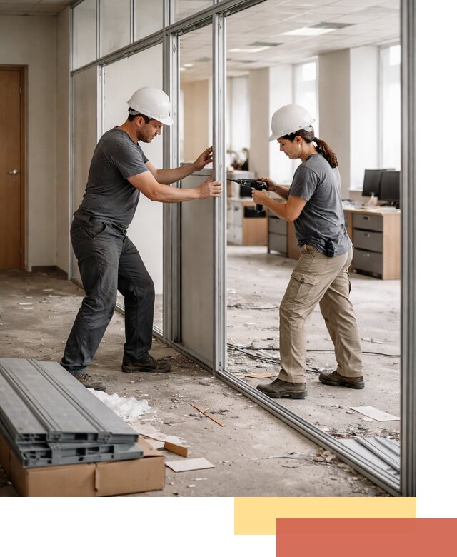 Демонтаж алюминиевых перегородок в Рославле быстро и аккуратно