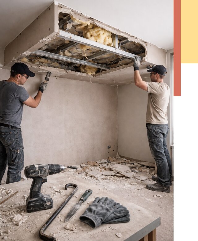 Демонтаж короба из гипсокартона в Рославле от 1562 руб. — быстро и недорого | ОТДЕЛОЧНИК-Рлв