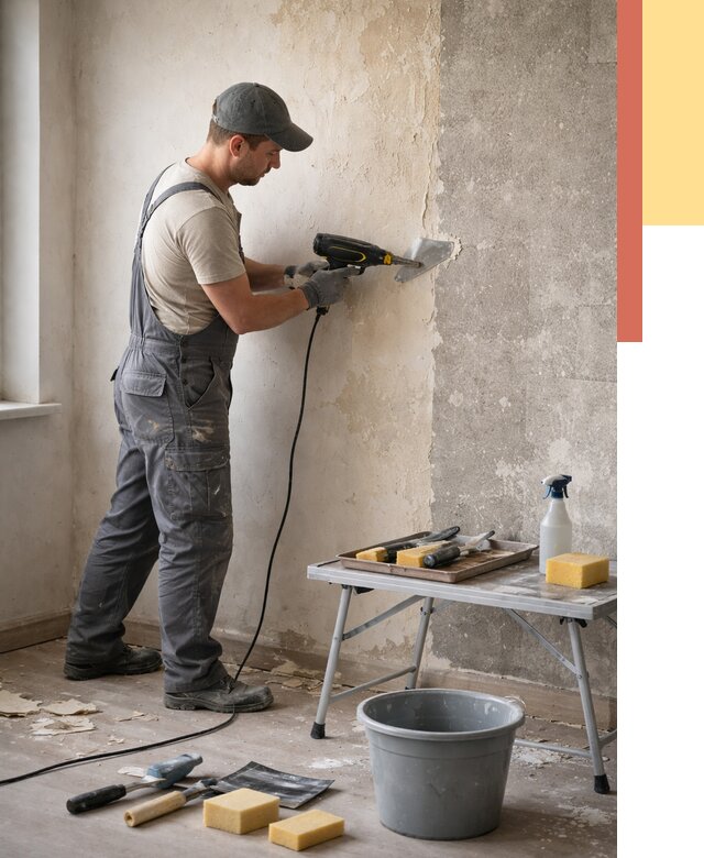 Очистка стен от клея в Рославле от 1901 руб. — снятие и удаление клея со стен | ОТДЕЛОЧНИК-Рлв