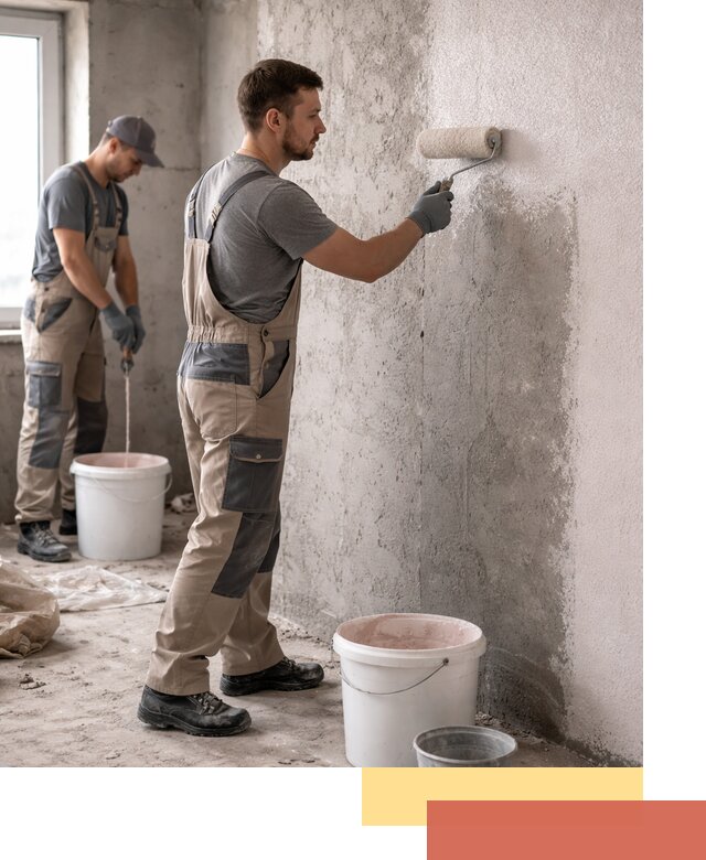 Нанесение бетоноконтакта на стены в Рославле для последующей отделки