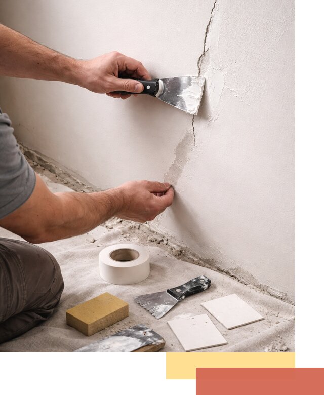 Заделка трещин и сколов в стенах и потолках в Рославле