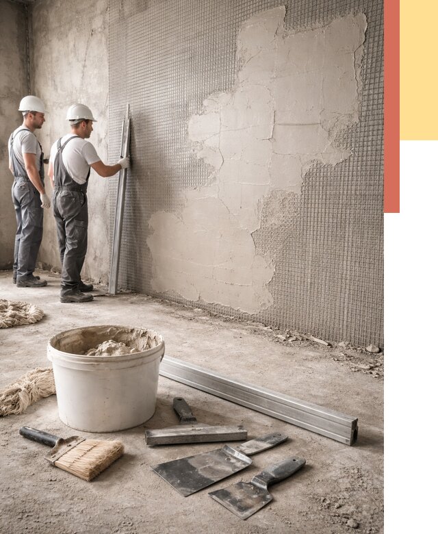 Штукатурка стен по сетке в Рославле от 5652 руб./м2 — быстро и недорого | ОТДЕЛОЧНИК-Рлв