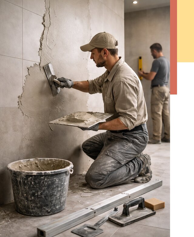 Штукатурка стен в ванной в Рославле от 4624 руб./м² — выравнивание под ключ | ОТДЕЛОЧНИК-Рлв