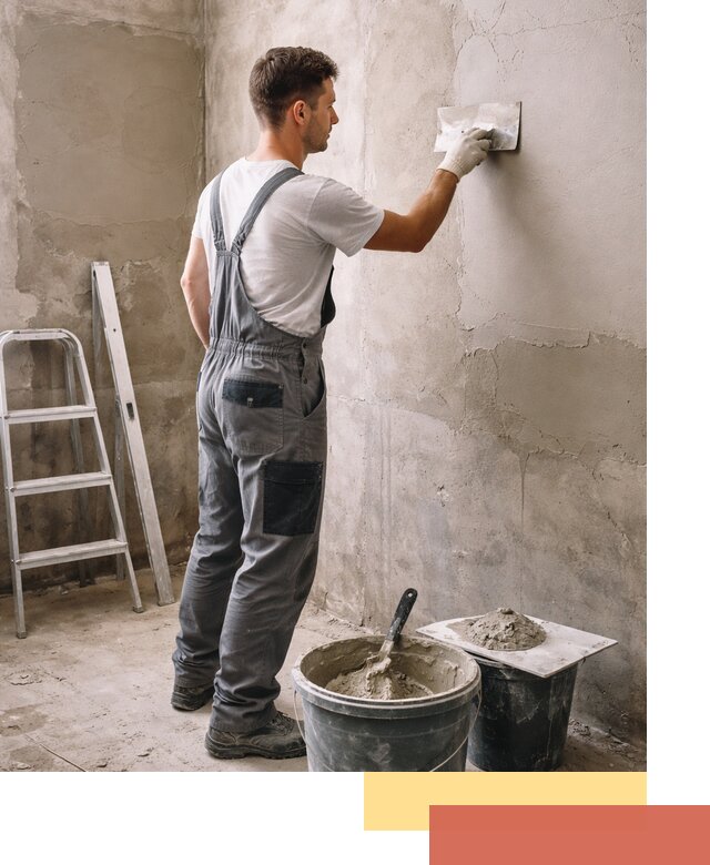 Штукатурка стен в ванной под ключ в Рославле