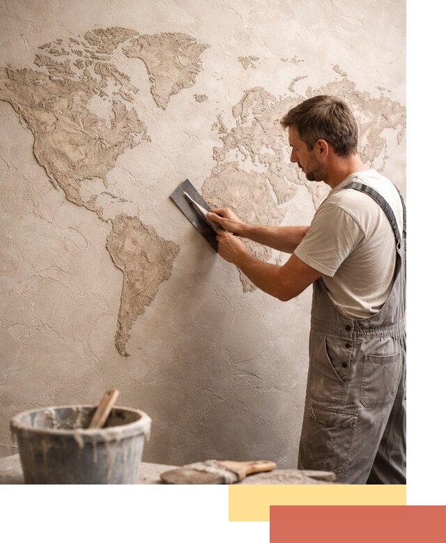 Декоративная штукатурка «Карта мира» под ключ в Рославле