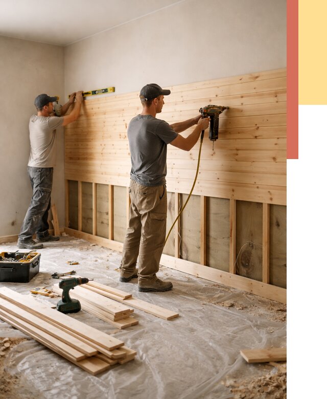 Монтаж деревянной вагонки на стены в Рославле от 7707 руб. | Услуги монтажа вагонки | ОТДЕЛОЧНИК-Рлв