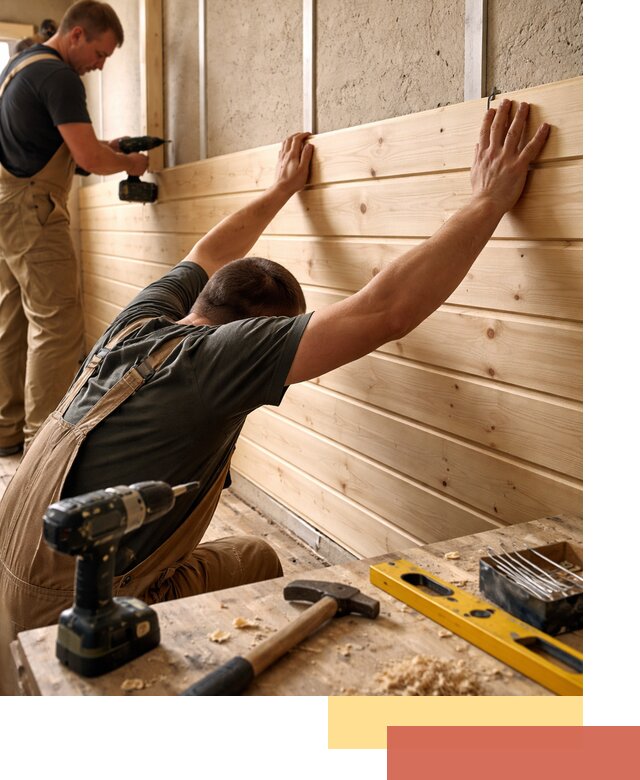 Монтаж деревянной вагонки на стены в Рославле быстро и качественно