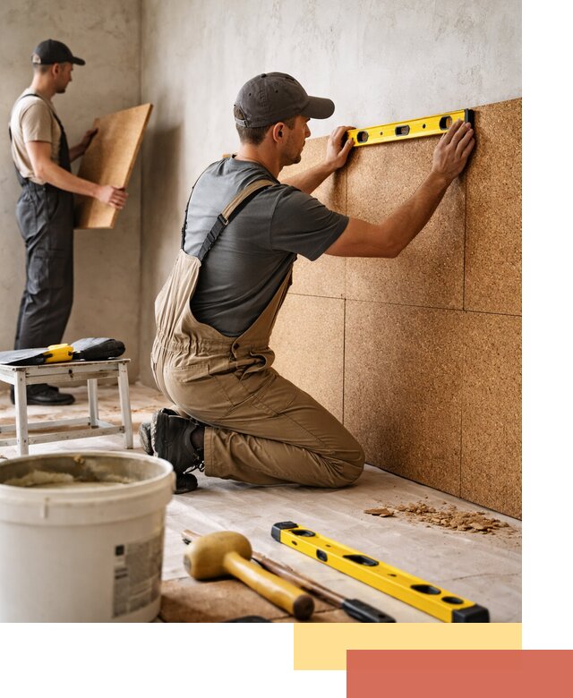 Монтаж пробковых панелей на стены в Рославле быстро и качественно