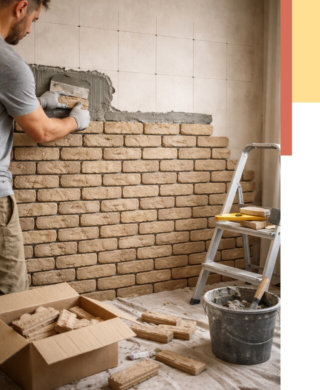 Монтаж декоративного кирпича в Рославле от 3288 руб./м² — быстро и недорого | ОТДЕЛОЧНИК-Рлв