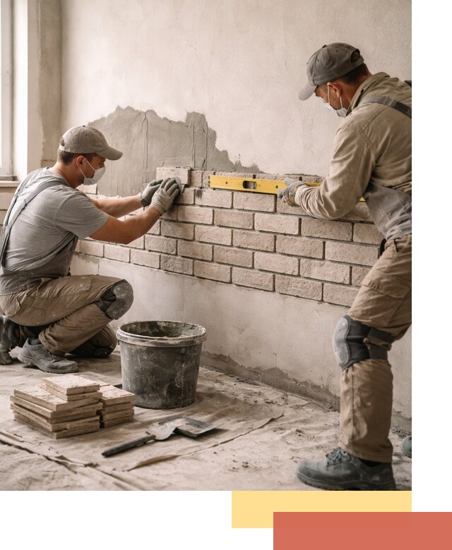 Монтаж декоративного кирпича профессионально в Рославле