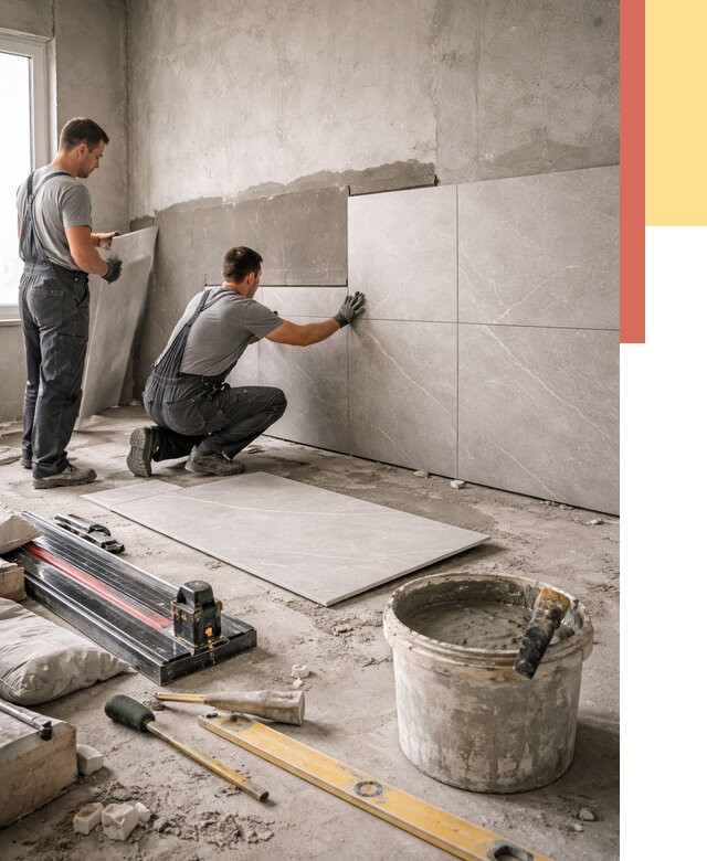 Облицовка стен керамогранитом в Рославле от 4316 руб./м² — услуги под ключ | ОТДЕЛОЧНИК-Рлв