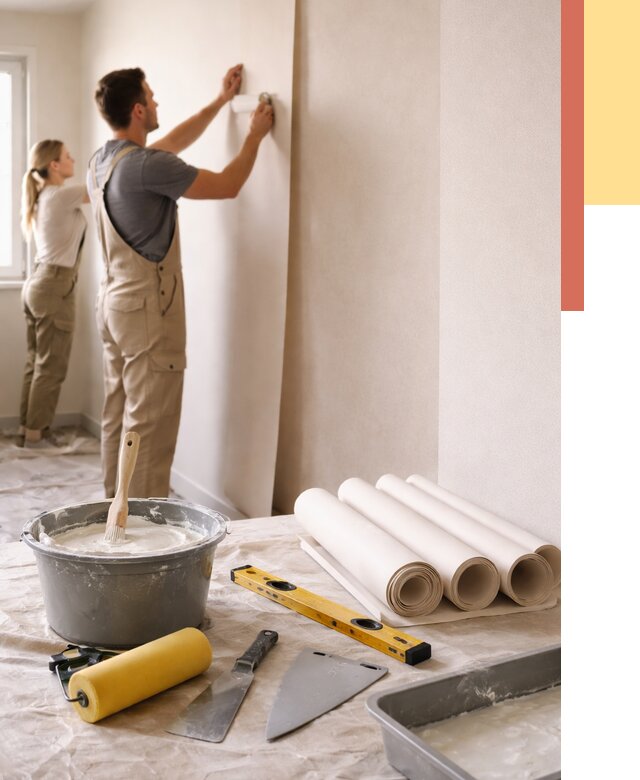 Поклейка бумажных обоев в Рославле от 5652 руб./м2 — быстро и недорого | ОТДЕЛОЧНИК-Рлв