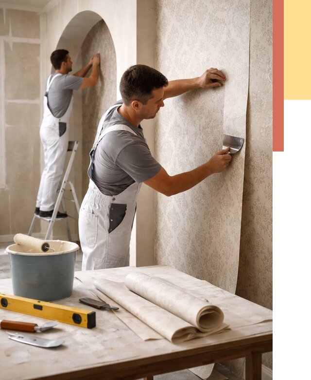 Поклейка обоев на сложные стены в Рославле от 2877 руб. под ключ | ОТДЕЛОЧНИК-Рлв