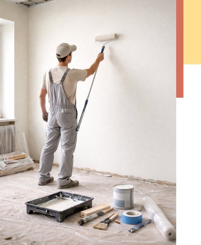 Покраска стен водоэмульсионной краской в Рославле от 462 руб. за м² | ОТДЕЛОЧНИК-Рлв