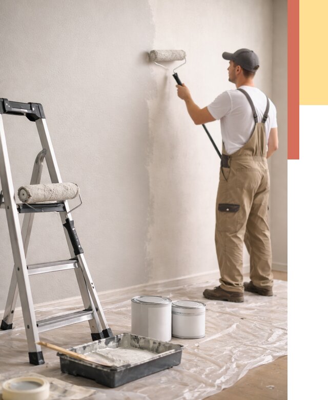 Покраска стен латексной краской в Рославле от 4624 руб. за м2 | ОТДЕЛОЧНИК-Рлв