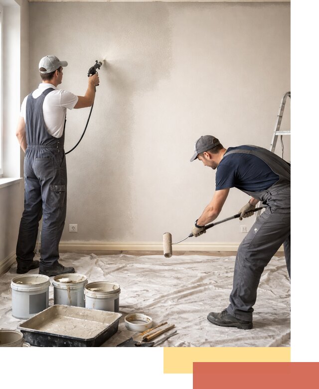 Покраска стен моющейся краской и защита поверхностей в Рославле