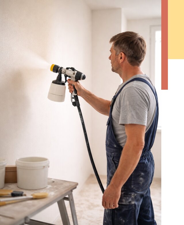 Покраска стен краскопультом в Рославле от 7707 руб. — механизированная покраска | ОТДЕЛОЧНИК-Рлв