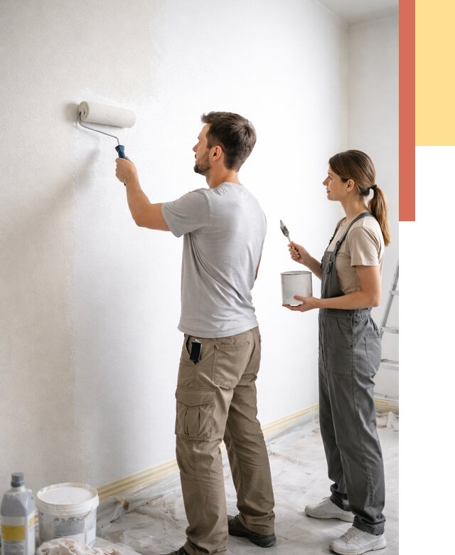 Окраска стен по стеклохолсту в Рославле от 4624 руб/м² под ключ | ОТДЕЛОЧНИК-Рлв