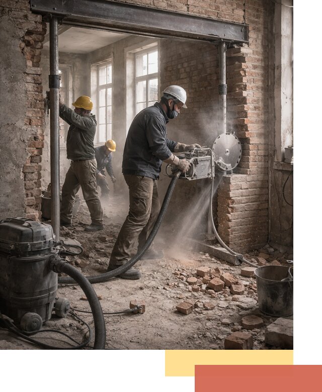 Прорезка проема в стене под дверной или оконный проем в Рославле