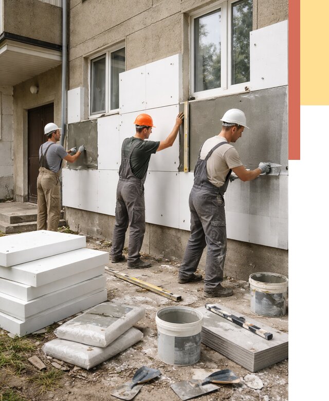 Утепление стен пенопластом в Рославле от 1798 руб. — недорого и под ключ | ОТДЕЛОЧНИК-Рлв