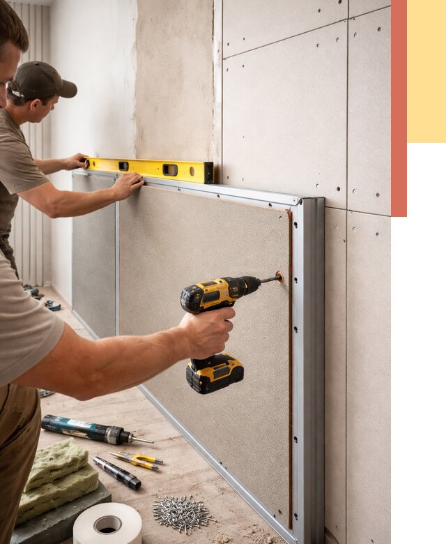 Шумоизоляция стен панелями ЗИПС в Рославле от 2261 руб./м² под ключ | ОТДЕЛОЧНИК-Рлв