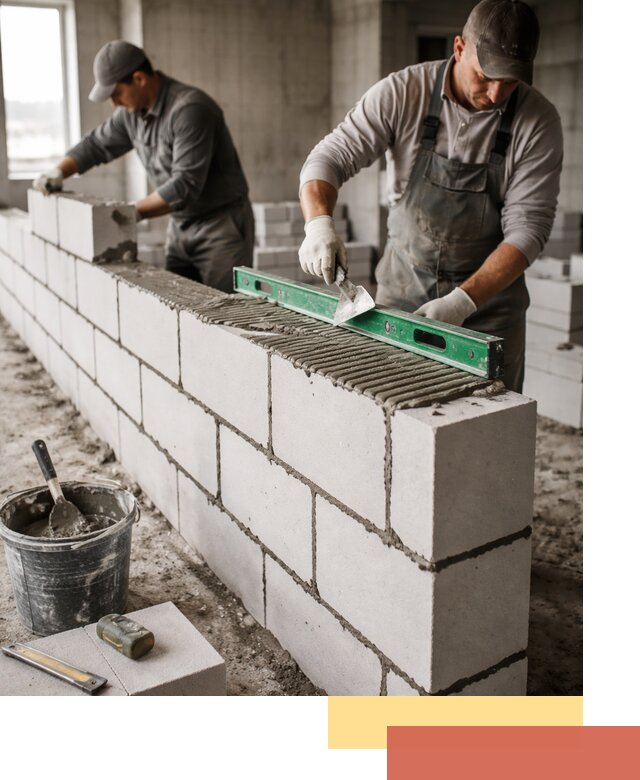 Кладка перегородок из газобетона в Рославле быстро и качественно
