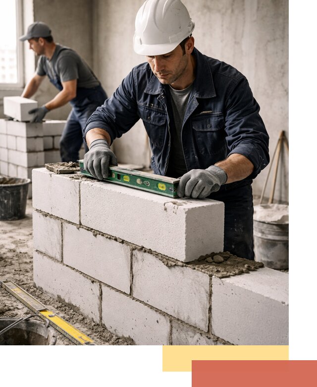 Кладка перегородок из пеноблока под ключ в Рославле