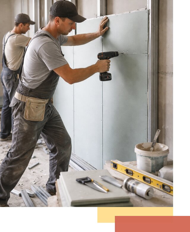 Кладка влагостойких перегородок ПГП в Рославле