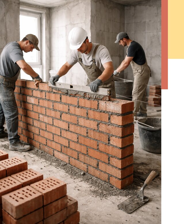 Кладка перегородок из кирпича в Рославле от 3597 руб. за м² | ОТДЕЛОЧНИК-Рлв