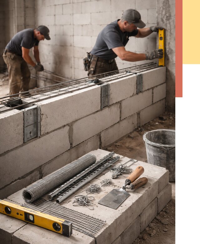 Армирование кладки перегородок в Рославле от 771 руб. под ключ | ОТДЕЛОЧНИК-Рлв