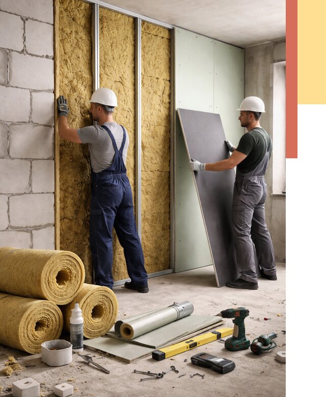 Шумоизоляция перегородок из блоков в Рославле от 1901 руб./м² — быстро и недорого | ОТДЕЛОЧНИК-Рлв