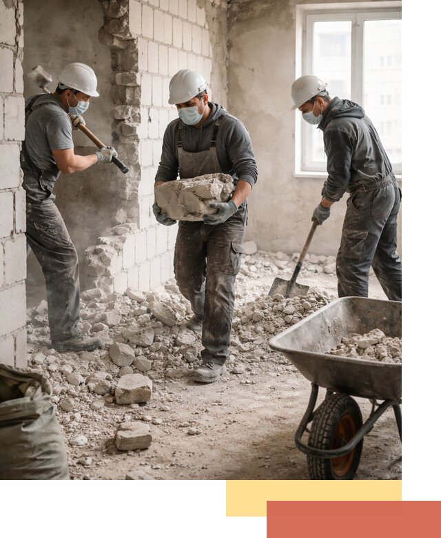 Демонтаж блочных перегородок в Рославле быстро и аккуратно