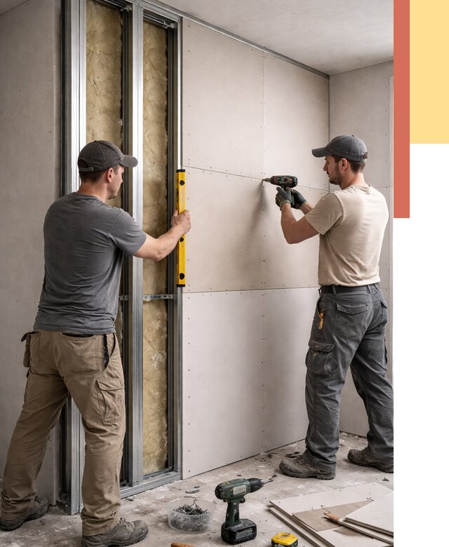 Монтаж двухслойной перегородки из гипсокартона в Рославле от 1490 руб. | ОТДЕЛОЧНИК-Рлв