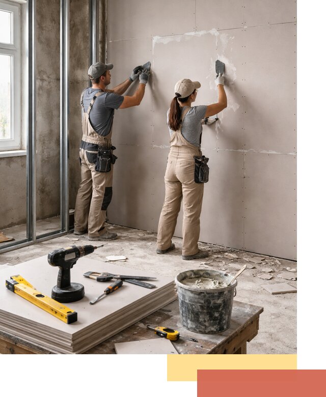 Монтаж двухслойной перегородки из гипсокартона в Рославле