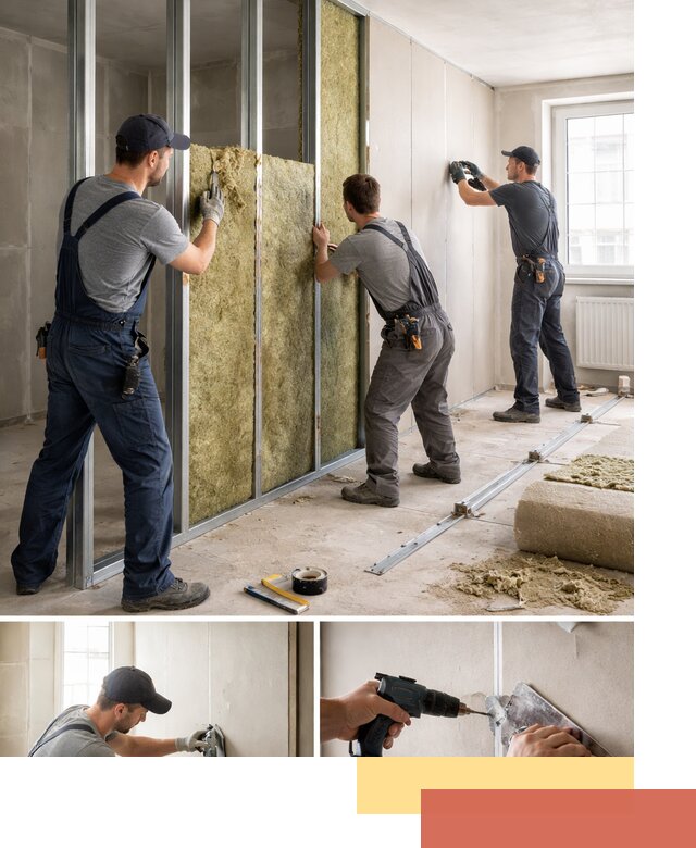 Перегородка из гипсокартона с шумоизоляцией в Рославле — монтаж под ключ