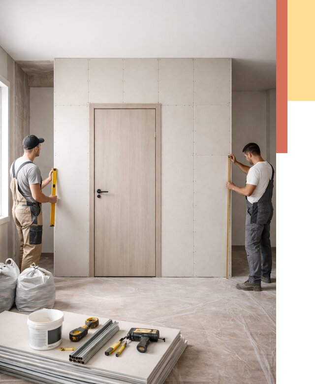 Перегородка из гипсокартона с дверью в Рославле от 4624 руб. под ключ | ОТДЕЛОЧНИК-Рлв