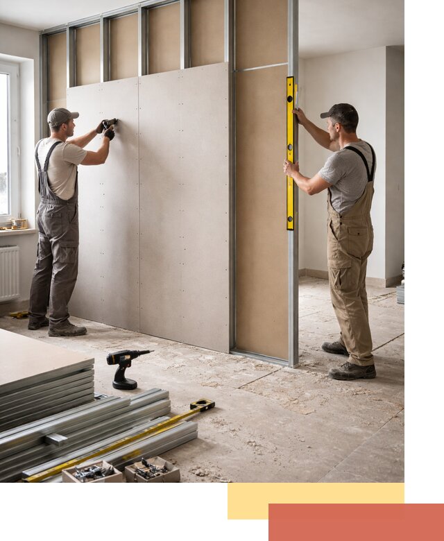 Зонирующая перегородка из гипсокартона под ключ в Рославле