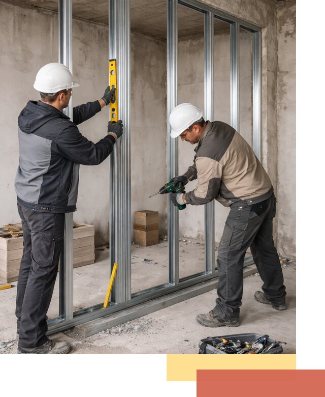 Монтаж каркаса перегородки из профиля в Рославле