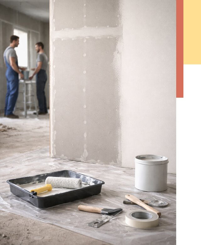 Покраска перегородок из гипсокартона в Рославле от 4624 руб. под ключ | ОТДЕЛОЧНИК-Рлв