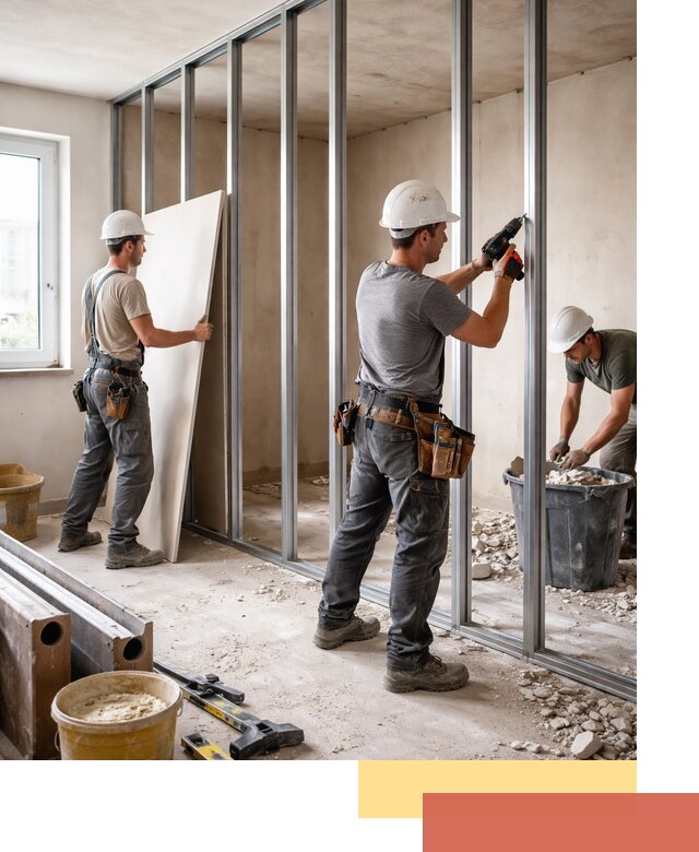 Перенос гипсокартонной перегородки в Рославле профессионально и быстро