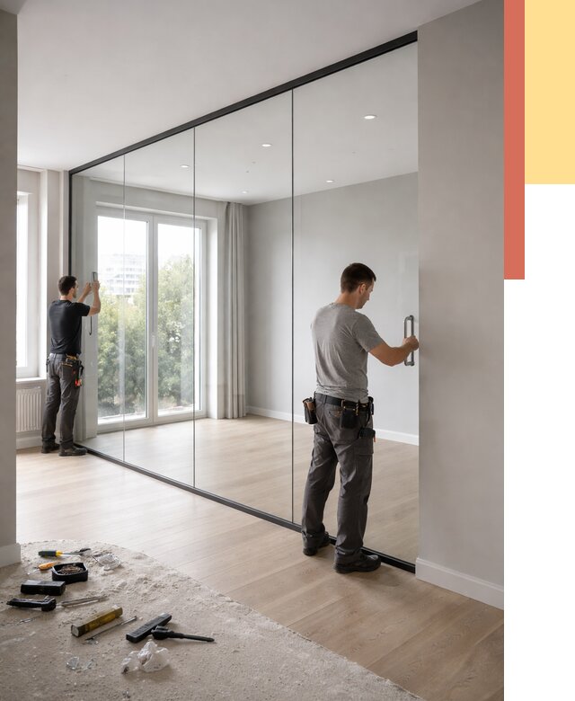 Изготовление стеклянных перегородок в Рославле от 12691 руб. под ключ | ОТДЕЛОЧНИК-Рлв