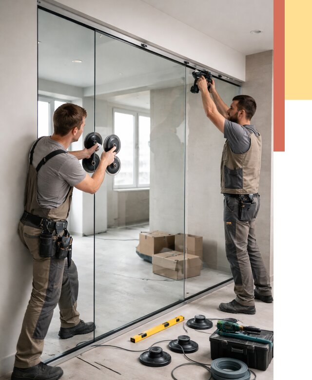 Монтаж стеклянных перегородок в Рославле от 6679 руб. | ОТДЕЛОЧНИК-Рлв