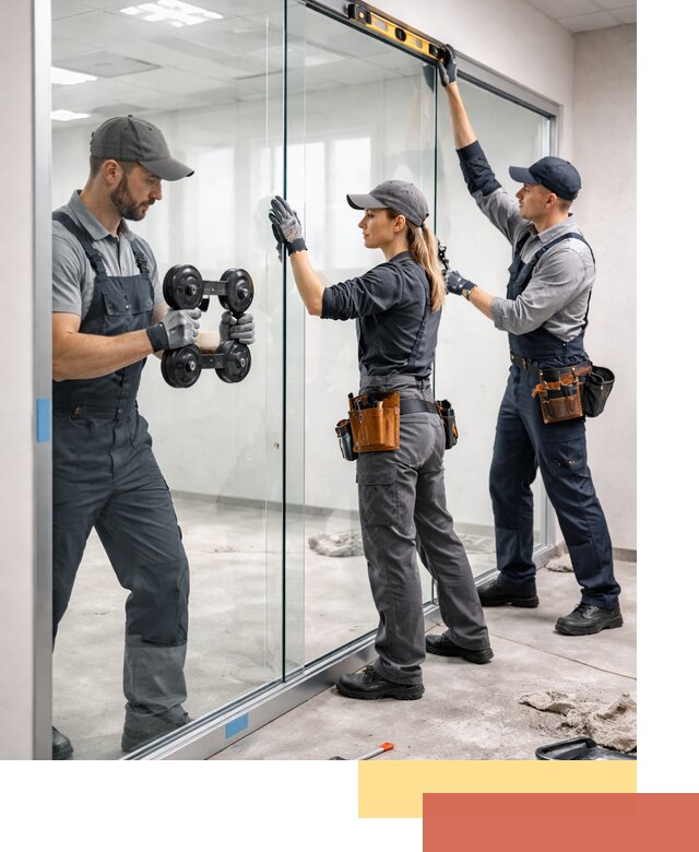 Профессиональный монтаж стеклянных перегородок в Рославле