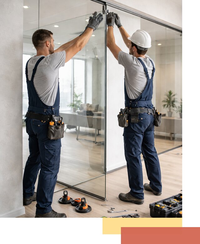 Безрамные стеклянные перегородки под ключ в Рославле